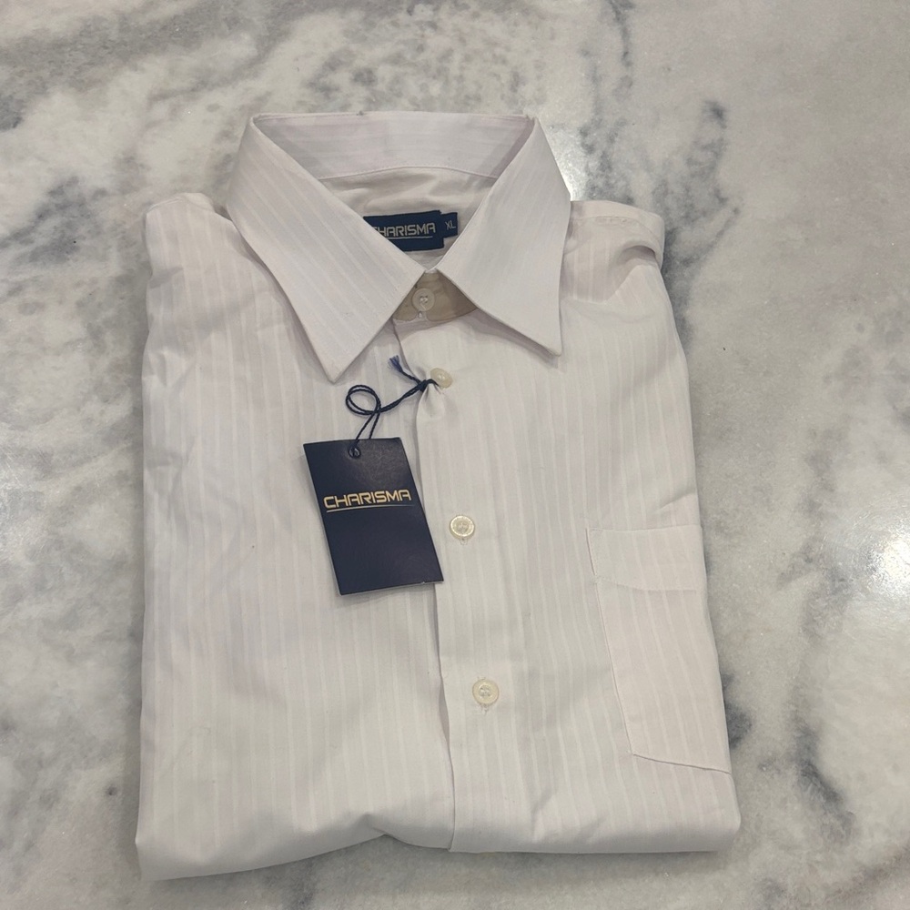 Charisma Men's Classic White  Dress Shirt Short Sleeve NWT
